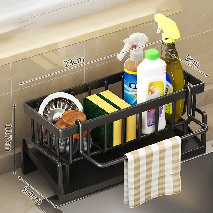 No-Punch Kitchen Shelf Rack – Sink Storage for Rags & Spices