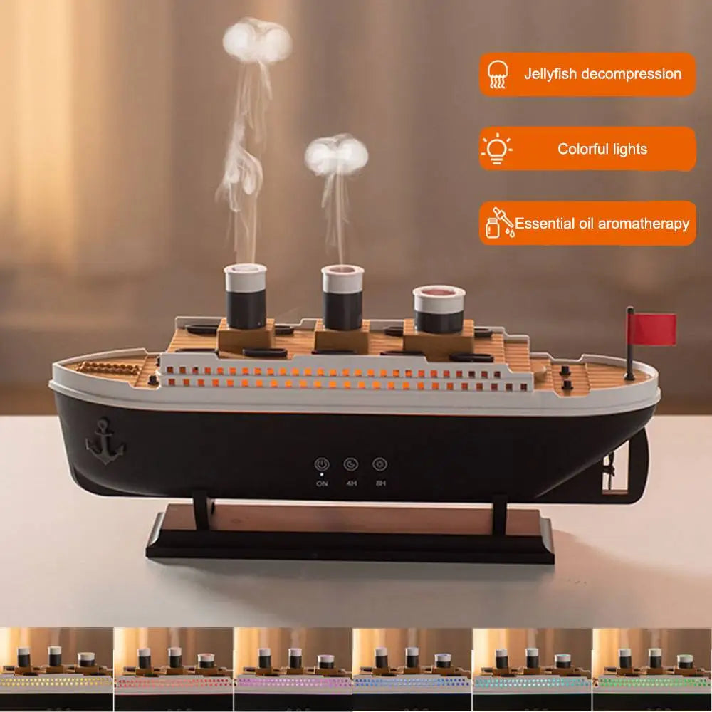 Titanic Ship air Humidifier | 250ml Aroma Diffuser with Jellyfish Design