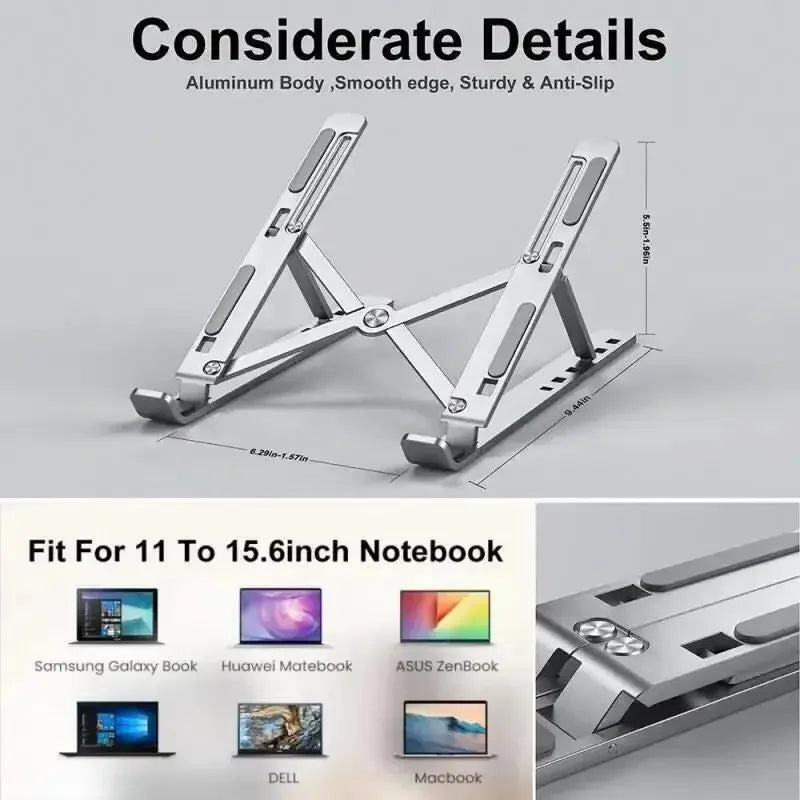 Portable Aluminum Laptop Stand for MacBook Air/Pro & PC | Foldable Ergonomic Design