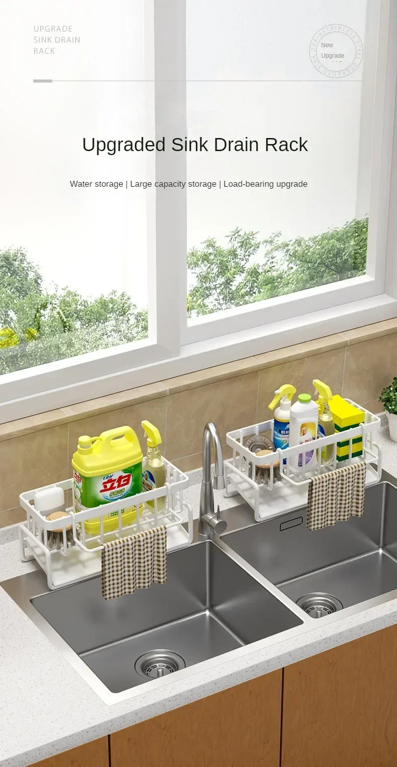 No-Punch Kitchen Shelf Rack – Sink Storage for Rags & Spices