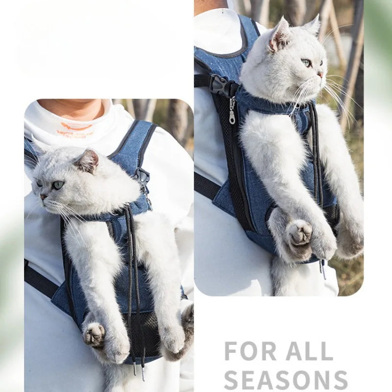 Breathable Double Shoulder Pet Carrier – Backpack for Small Dogs & Cats