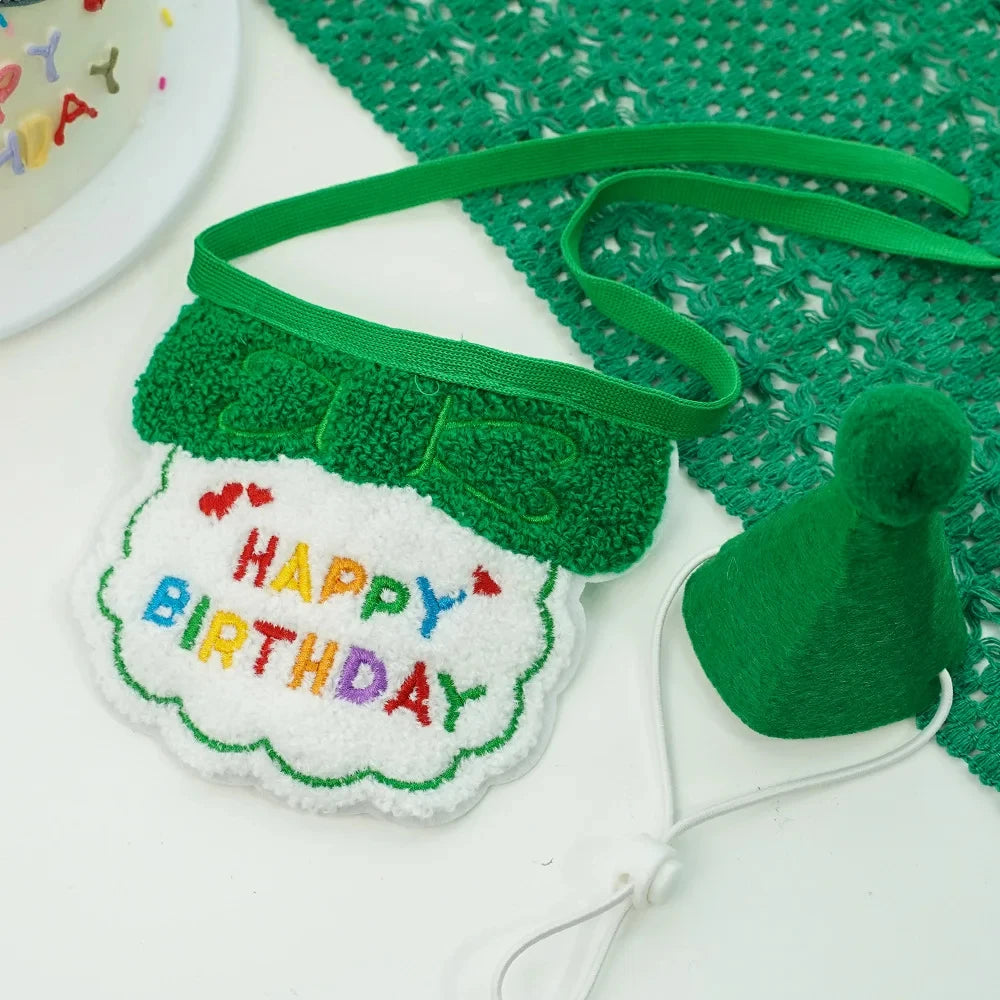 Cute Puppy Birthday Scarf & Hat Set – Perfect for Small Medium Pets