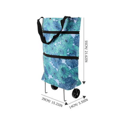 Foldable Roller Shopping Tote Bag with Wheels