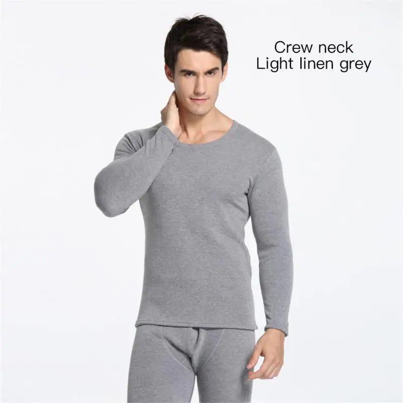 Winter Men’s Thermal Underwear Set - Soft Cotton Fleece Lined Top & Bottom