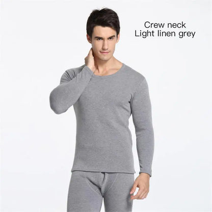 Winter Men’s Thermal Underwear Set - Soft Cotton Fleece Lined Top & Bottom