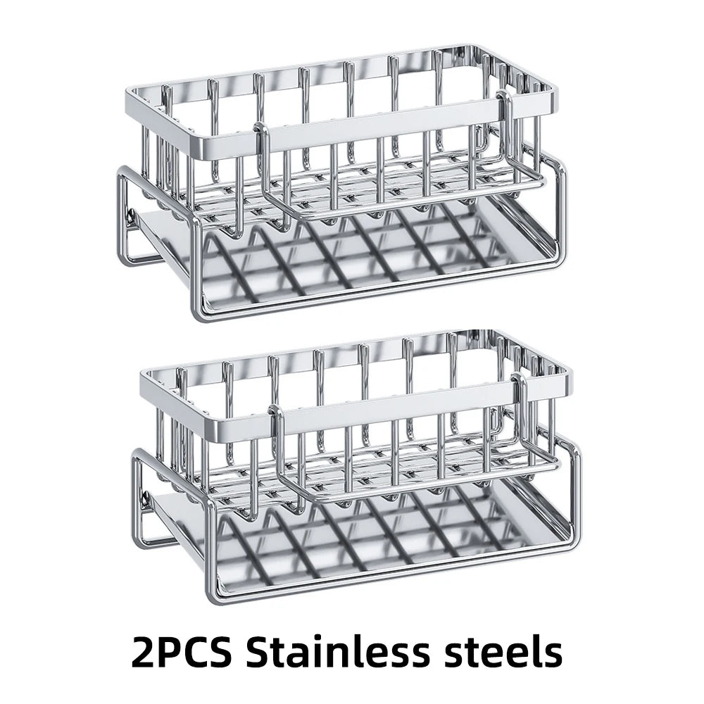 Stainless Steel Sink Shelf – Self-Draining Soap & Sponge Organizer