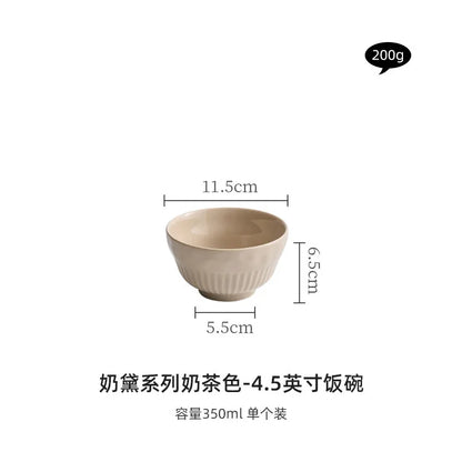 Cream Style Ceramic Bowl Set | High-End Japanese & Chinese Tableware, Kitchen Accessories