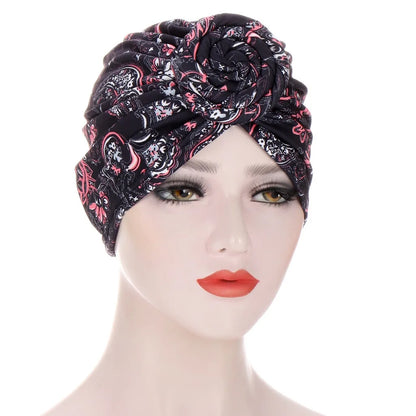 Lady Bandanas Girl Women African Tradition Circle Design Stretchy Turban Cap Female Chemotherapy Headwear Braid Hat HT241