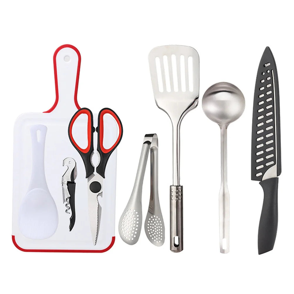 9-Piece Portable Camping Utensil Set – Stainless Steel Cookware for Outdoor Adventures