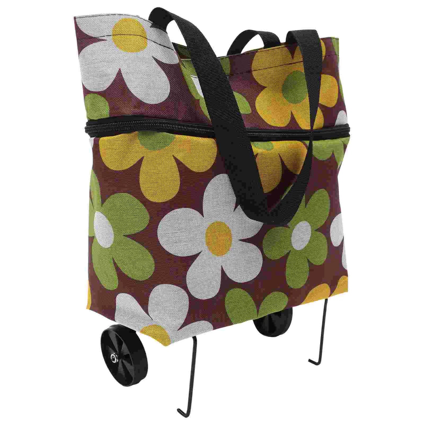 Large Foldable Grocery Tote Bag with Wheels & Trolley