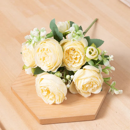 Kahaul White Rose Peony Silk Flowers for Home & Wedding Decor