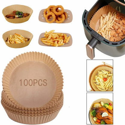 50/100PCS Air Fryer Disposable Paper Square Round Baking Paper Barbecue Plate NonStick Mat Kitchen Oven Oil Absorbing Paper Tool