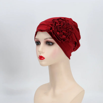 Stretchy Flower Turban Caps for Women Muslim Headscarf Bonnet Female Head Wraps Lady Hair Accessories Cancer Chemo Cap