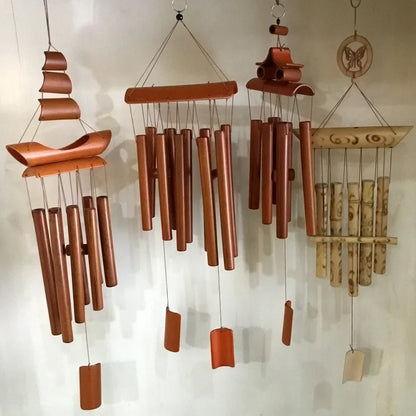 Handmade Tubes Bamboo Bell Natural Wind Chimes  Indoors Pendant Balcony Home Hotel Decor Outdoor Yard Garden Windchime Crafts