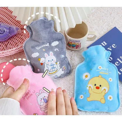 Tummy Warmers Hot Water Bottle Rubber Bag Cute Cartoon Warm Relaxing Safe Heat Cold Large Plush Cloth Hot Water Bag