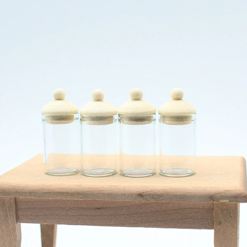 Dollhouse Clear Glass Jar Miniature Storage Bottles