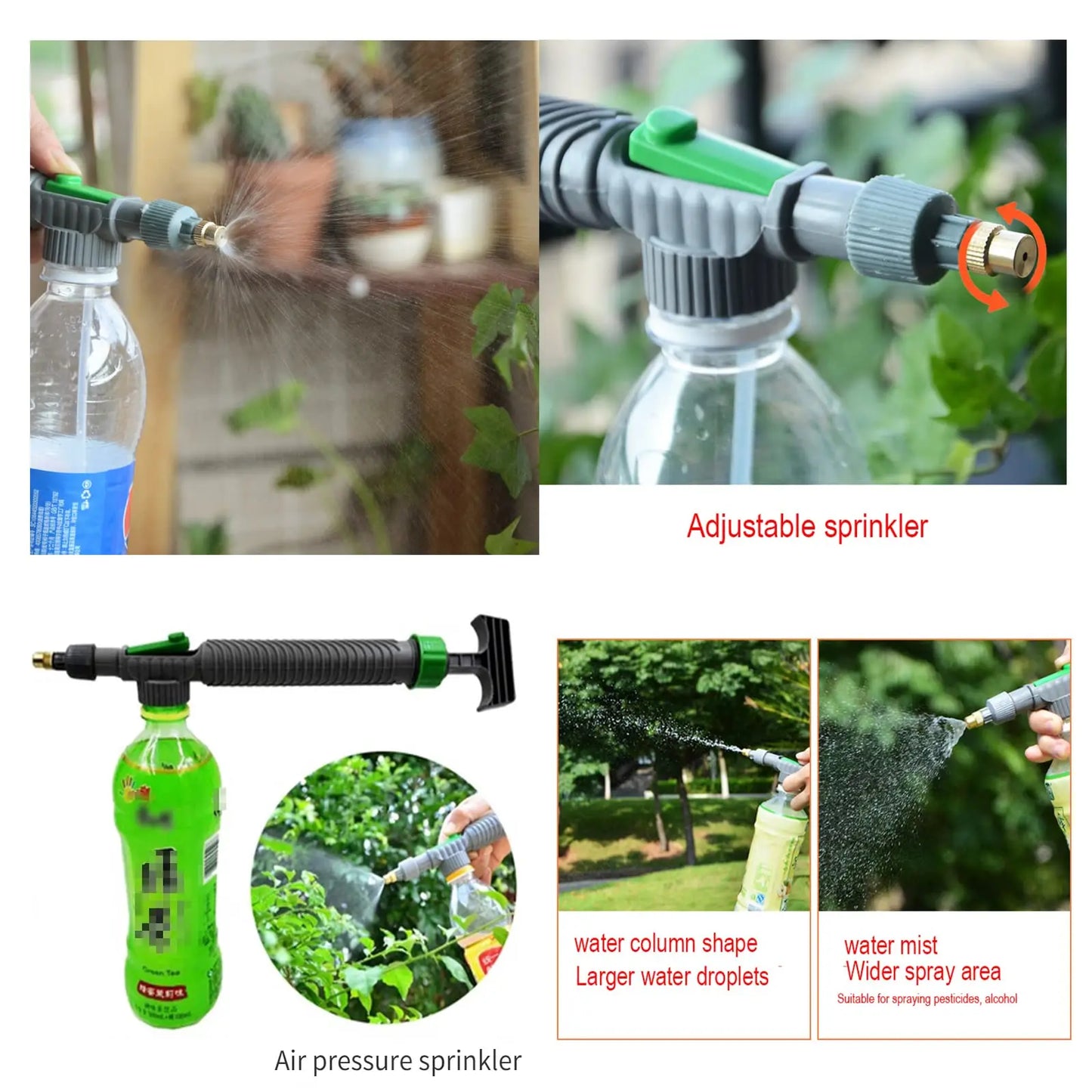 Adjustable Beverage Bottle Sprayer multi-purpose Garden Tool