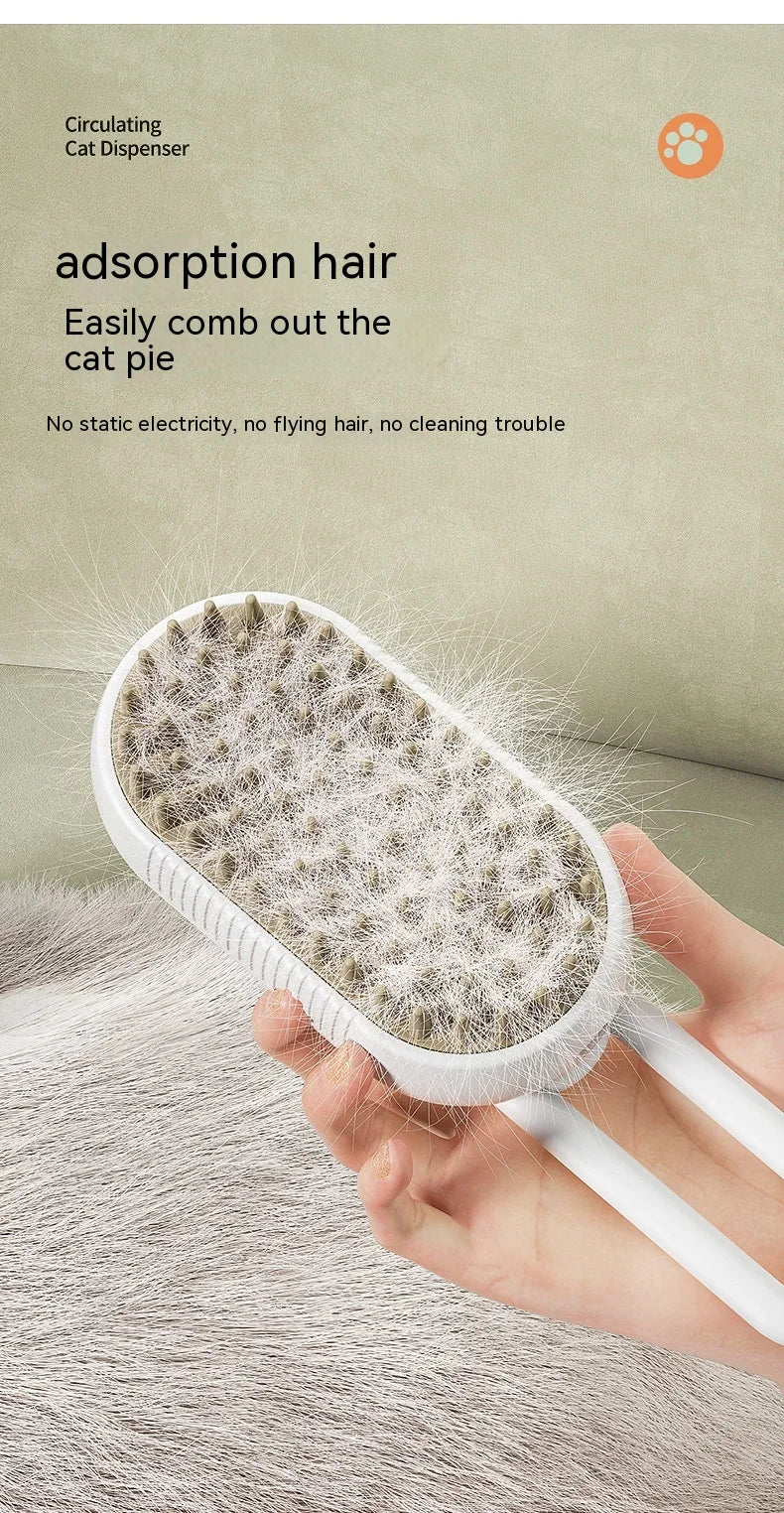 3-in-1 Pet Steam Brush – Spray, Massage & Hair Removal Comb