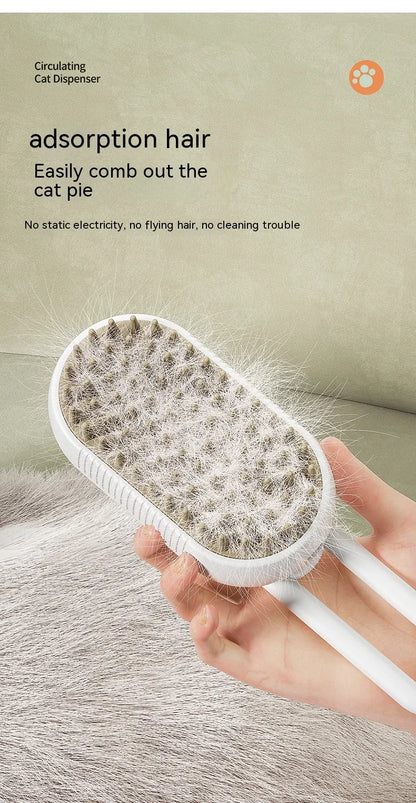 3-in-1 Pet Steam Brush – Spray, Massage & Hair Removal Comb