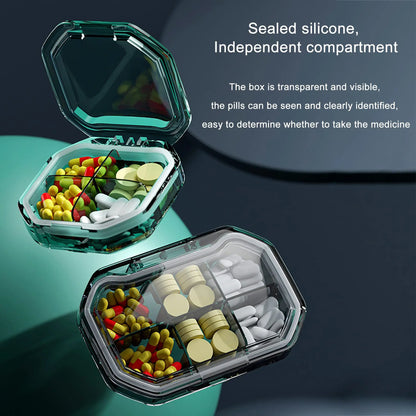 Pill Organizer Portable Travel Storage Box Mini Vitamin Pill Case Container for Purse and Pocket Tiny Clear Medicine Holder