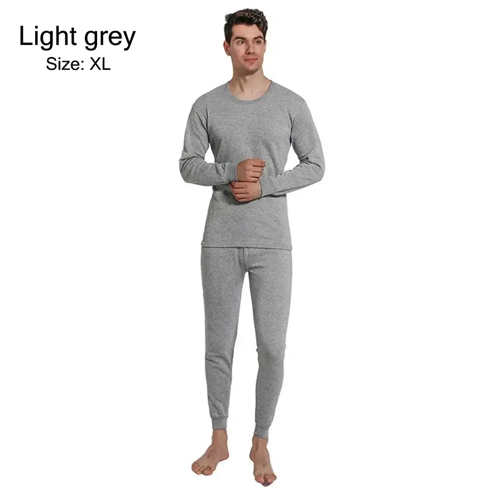 Winter Men’s Thermal Underwear Set - Cotton Fleece-lined Long Johns