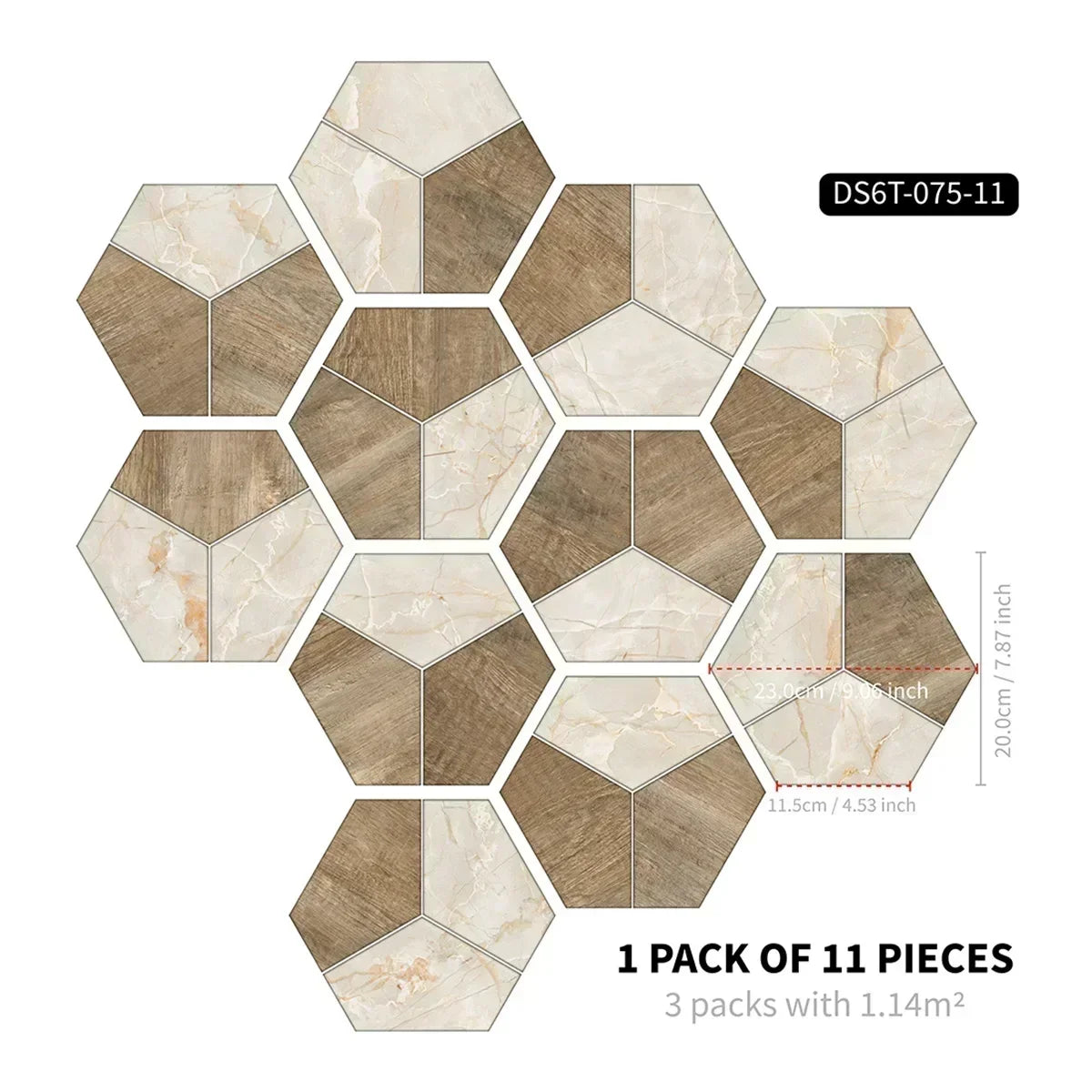 Moroccan Style Hexagonal Floor Stickers – Non-Slip Waterproof Decals