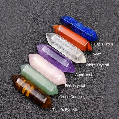 Crystal healing chakra stones Pillar Set | Yoga Energy & Home Decor Gift