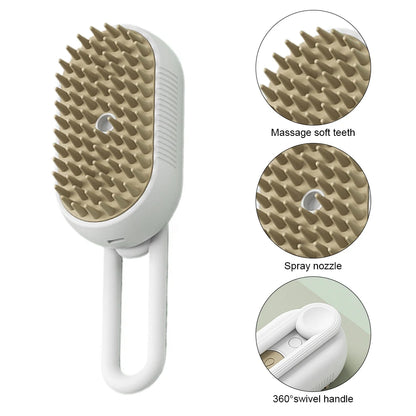 3-in-1 Pet Steam Brush – Spray, Massage & Hair Removal Comb