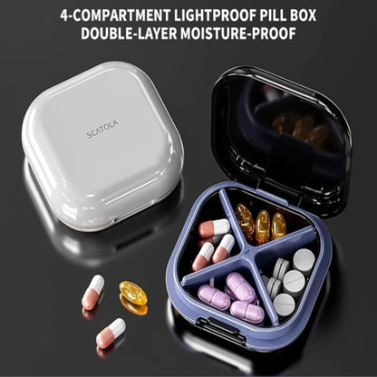 Mini Pill Box Travel Pill Box Lightweight 4 Compartment Medicine Pill Case PillBox Medicine Organizer Medication Medicine Case