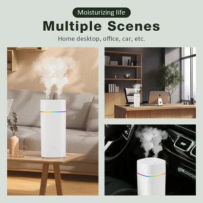 600ML Air Humidifier Double Spray Port Essential Oil Aromatherapy Humidifier Mute Atomizer Colorful Lights For Home Office