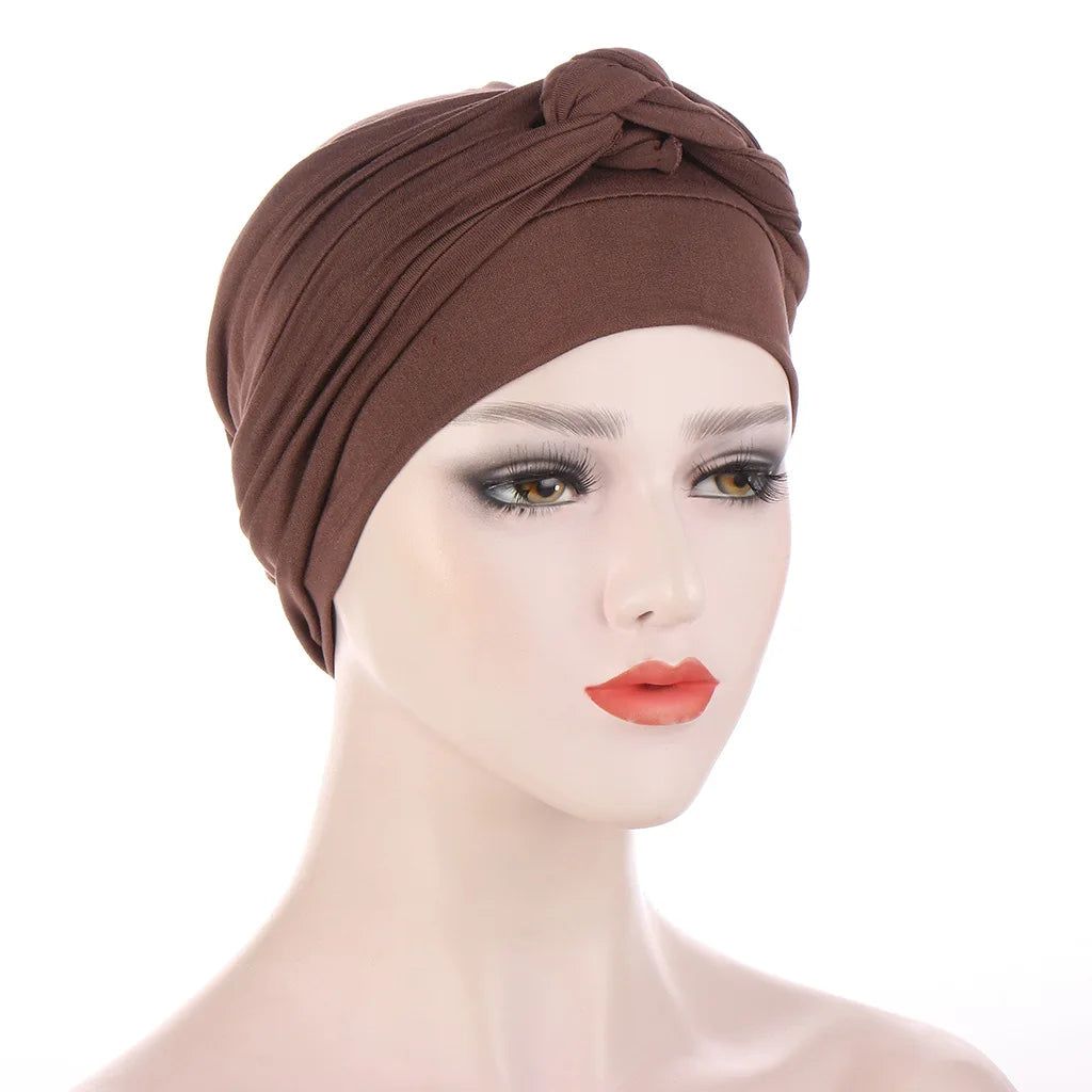 ALTOBEFUN Lady Rural Caps Girl Dots Women Bandanas  Stretchy Turban Cap Female Chemotherapy Headwear Braid Hat Polyester HT193