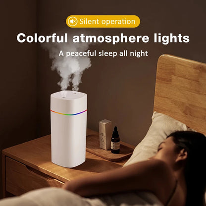 600ML Air Humidifier Double Spray Port Essential Oil Aromatherapy Humidifier Mute Atomizer Colorful Lights For Home Office