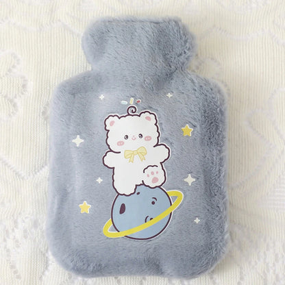 Cartoon Plush Rabbit Bear Hot Water Bottle Water Filling Velvet Small Portable Student Hand Warmer Cute Warm Water Bag