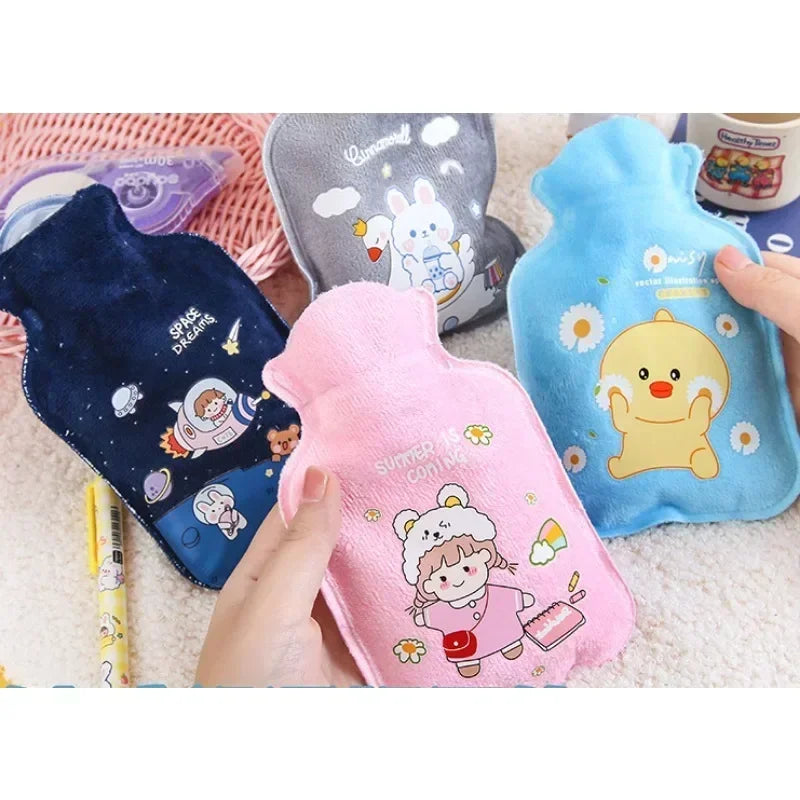 Tummy Warmers Hot Water Bottle Rubber Bag Cute Cartoon Warm Relaxing Safe Heat Cold Large Plush Cloth Hot Water Bag