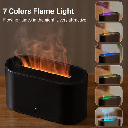 Aroma Diffuser Flame Air Humidifier USB Desktop for Household Bedroom Fragrance Essential Oil Diffuser with Colorful Night Light