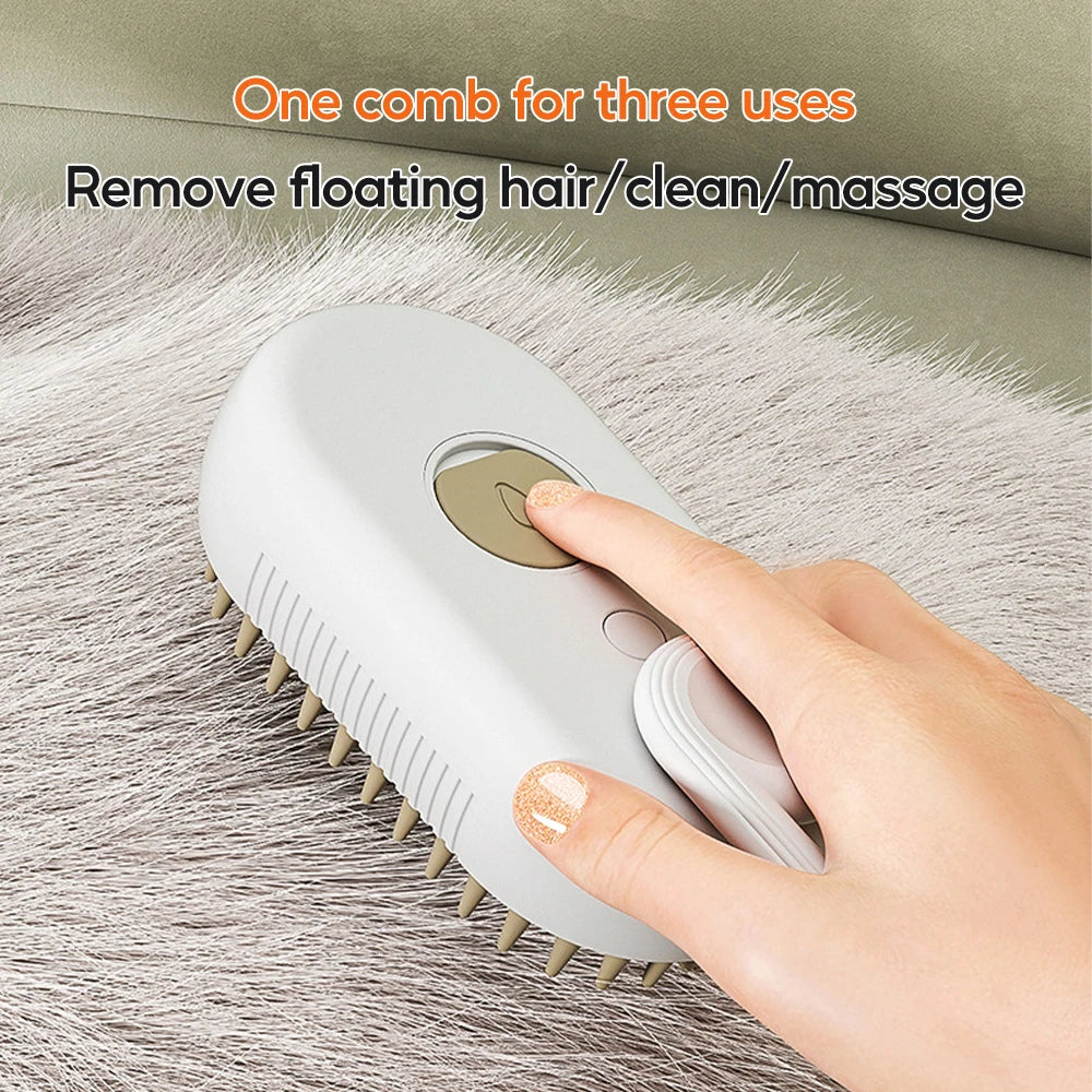 3-in-1 Pet Steam Brush – Spray, Massage & Hair Removal Comb