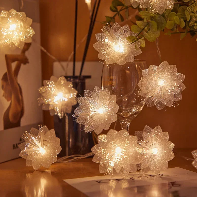 LED Fiber Optic Fairy Light Garland | Battery-Operated Festive Decor