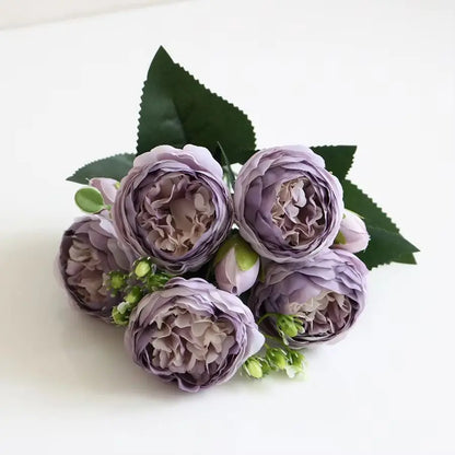 Artificial Peony & Rose Bouquet | Silk Flowers for Home & Wedding Decor