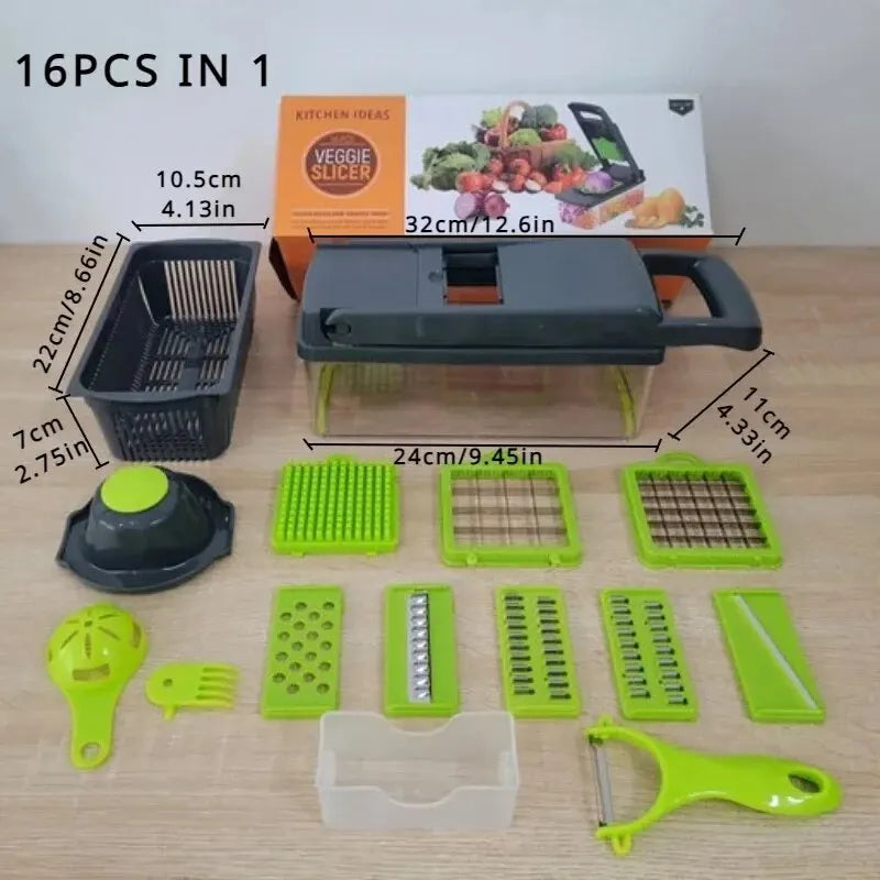 16-Piece Vegetable Chopper Set | Multi-Functional food and vegetable cutter