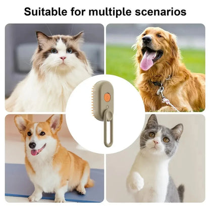 3-in-1 Steamy Dog Brush – Electric Spray for Pet Grooming