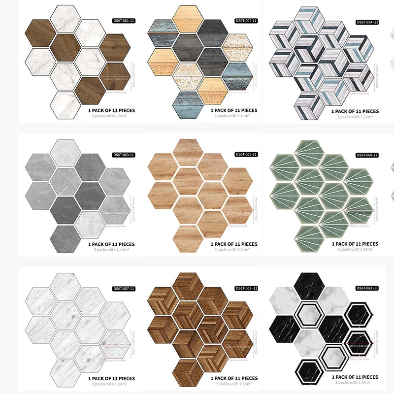 Moroccan Style Hexagonal Floor Stickers – Non-Slip Waterproof Decals