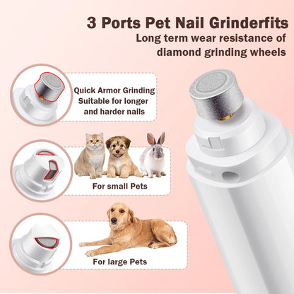 Rechargeable Dog Cat Nail Grinder – Painless Paw Grooming Tool