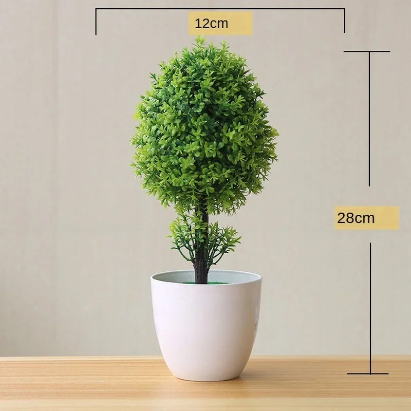 Artificial Potted Bonsai Trees & Flowers for Home & Garden Decor