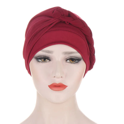 ALTOBEFUN Lady Rural Caps Girl Dots Women Bandanas  Stretchy Turban Cap Female Chemotherapy Headwear Braid Hat Polyester HT193