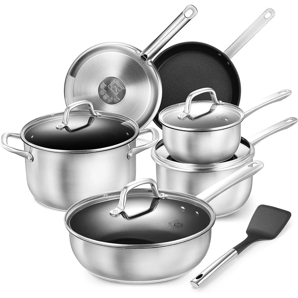 10-Piece Stainless Steel Cookware Set, Non-Stick, Induction & Oven Safe