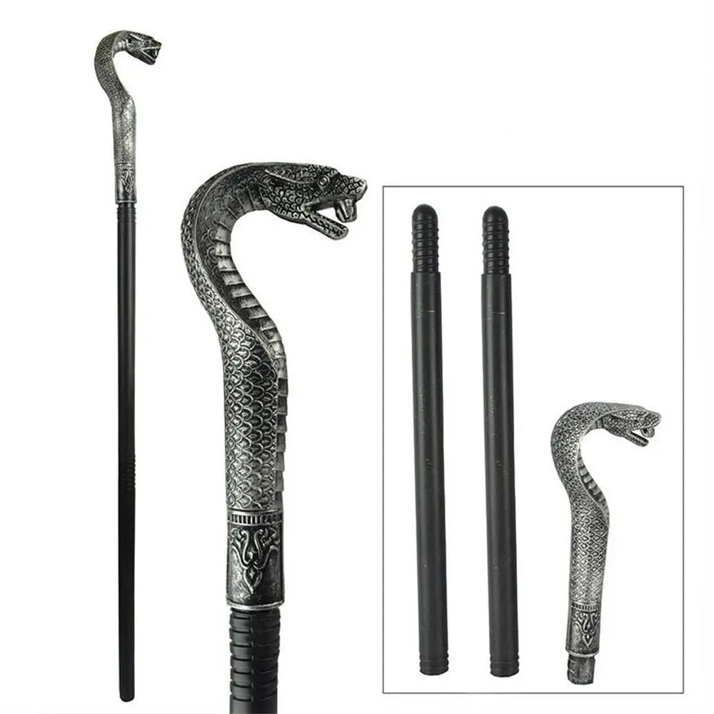 Round Handle Costumes Walking Cane Royal King Claw Ball Halloween Wand Snake Head King's Scepter Halloween Walking Stick