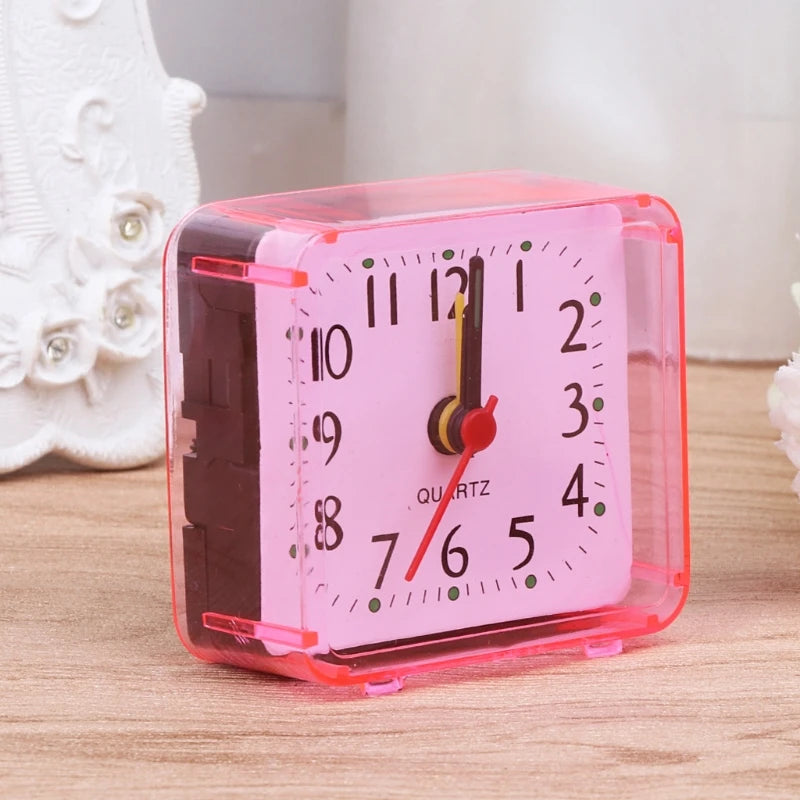 Mini Square Analog Alarm Clock | Silent Non-Ticking Design