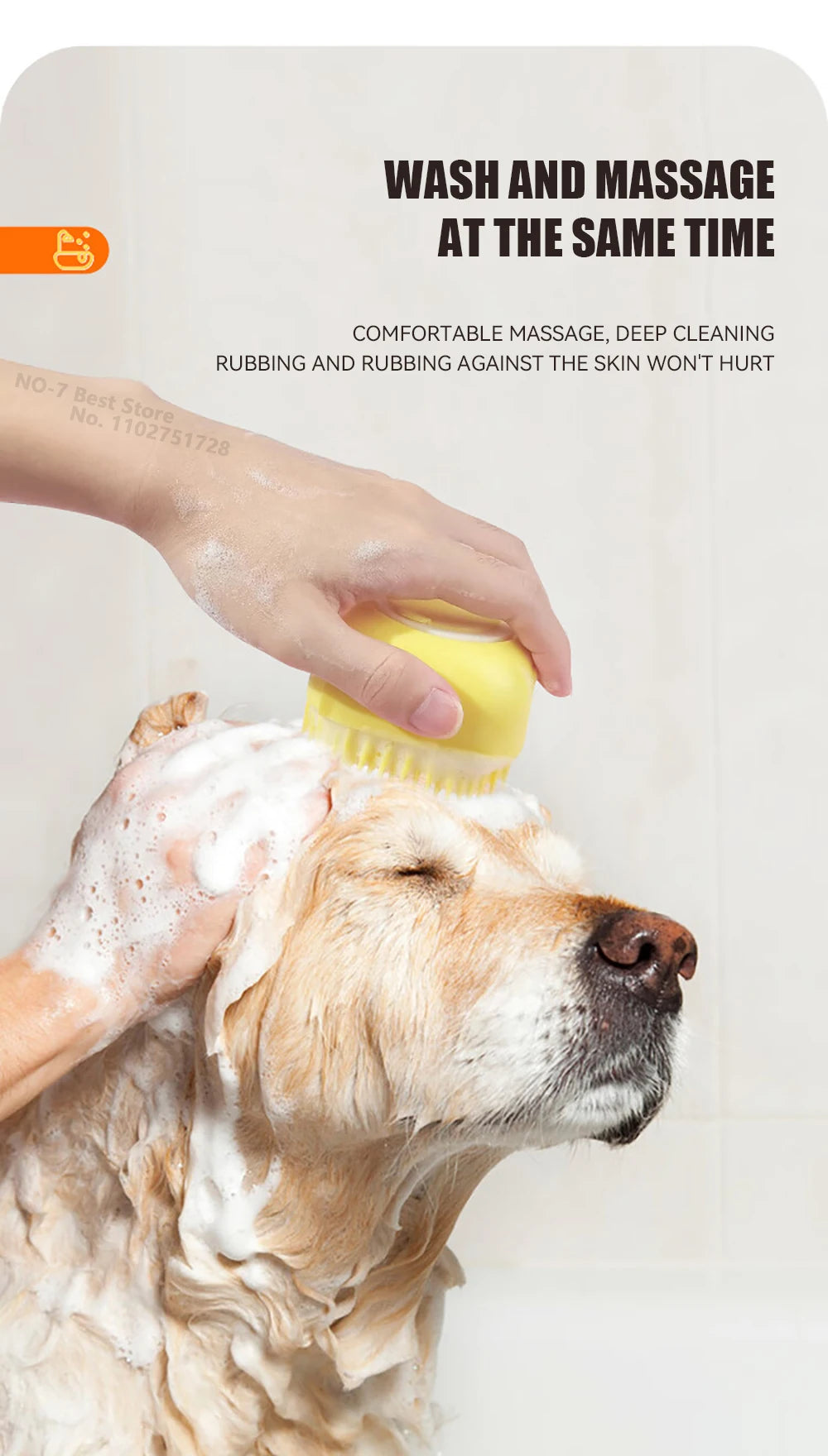 Soft Silicone Dog Bathing Brush with Shampoo Dispenser – Pet Massage Tool