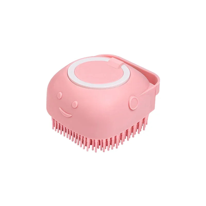 Soft Silicone Dog Bathing Brush with Shampoo Dispenser – Pet Massage Tool