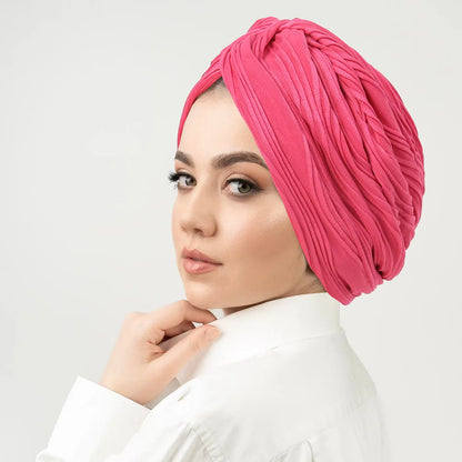 Women Stretchy Knot Turban Muslim Hat islamic inner Hijab Caps Head Scarf Bonnet Hair Loss Chemo Caps Elastic Headband Turban